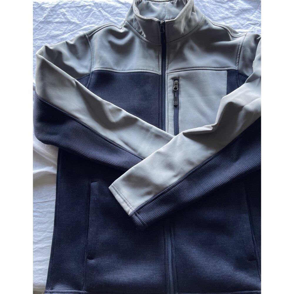 Swiss Tech Full Zip Neck Fleece Jacket Sweater Navy Pullover Mens sz small 34-36